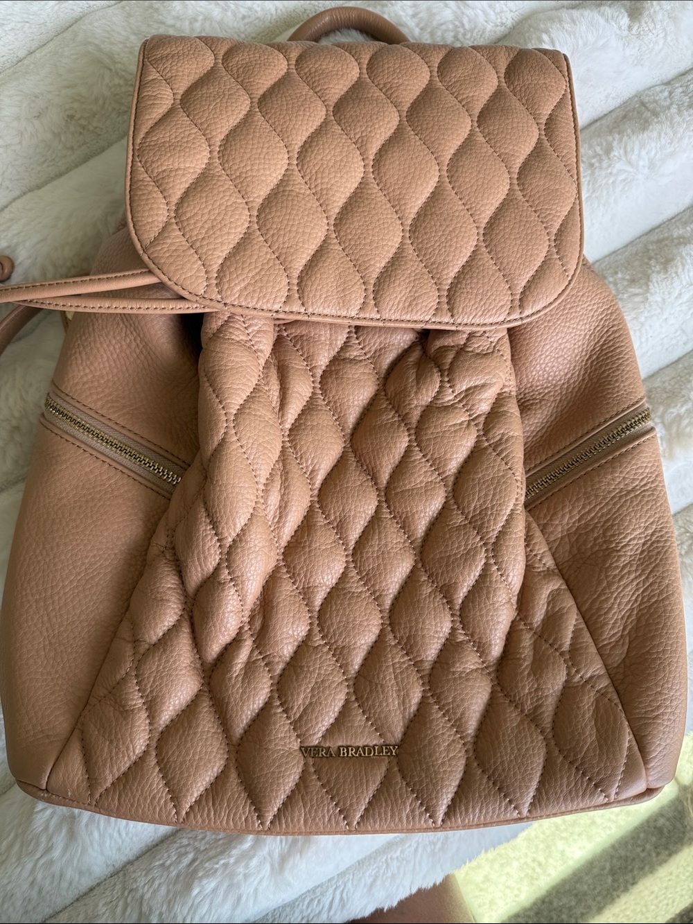 Vera Bradley Quilted cream Leather Backpack